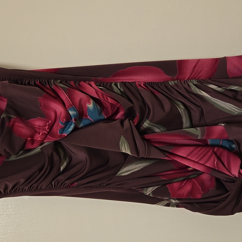 Prada Asymmetrical Dress in Pink and Brown Floral - Picture 3 of 11